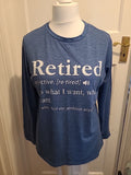 Ladies Large Blue Slogen Long Sleeve T-shirt