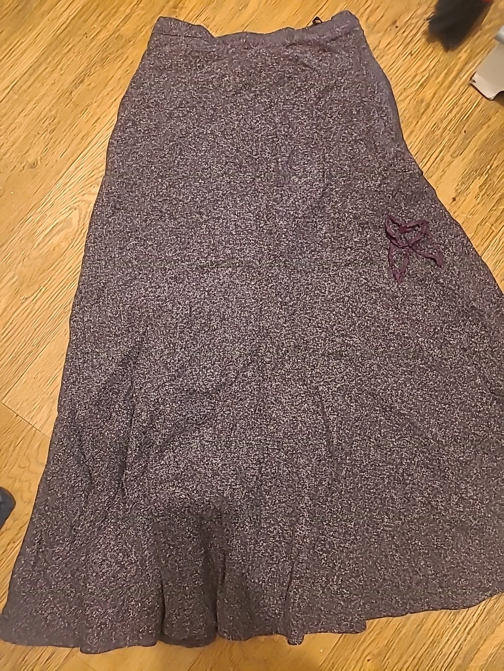 Ladies Patricia Dawson Size Small Purple Fleck Elasticated Long Skirt