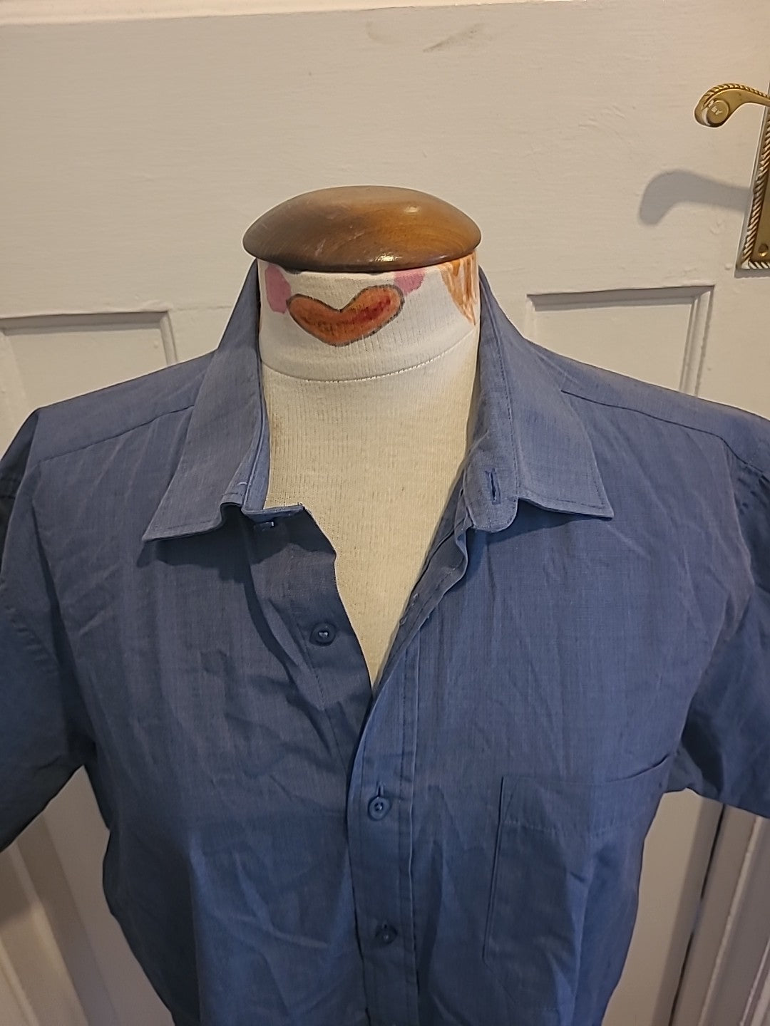 Mens Thomas Nash Size 16" Petrol Blue Easy Care Short Sleeved Shirt
