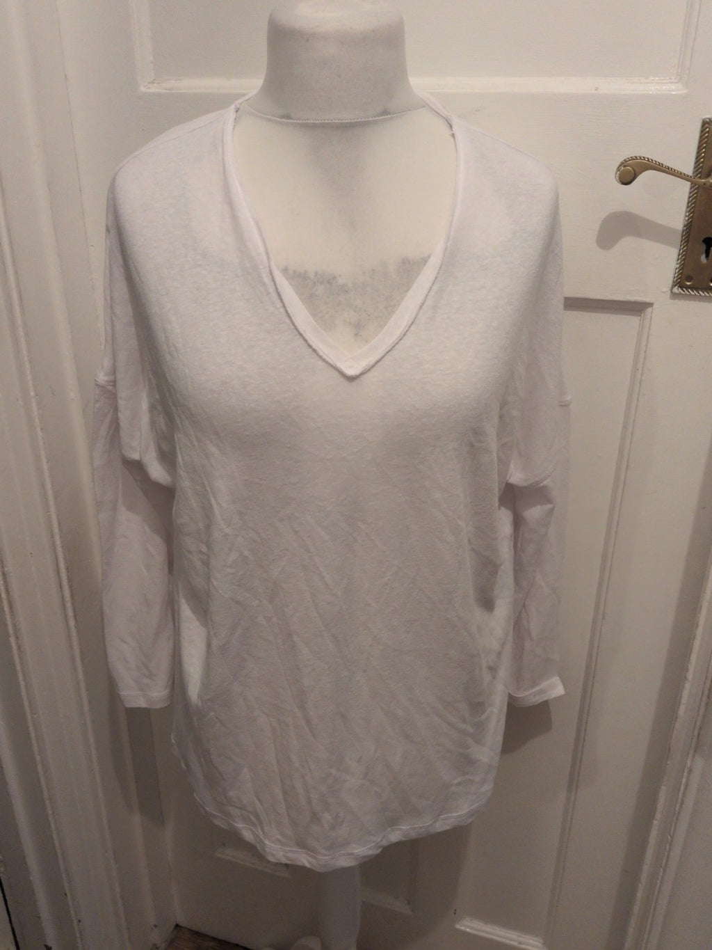 M&S Collection 14 White Long Sleeve Oversized T-shirt