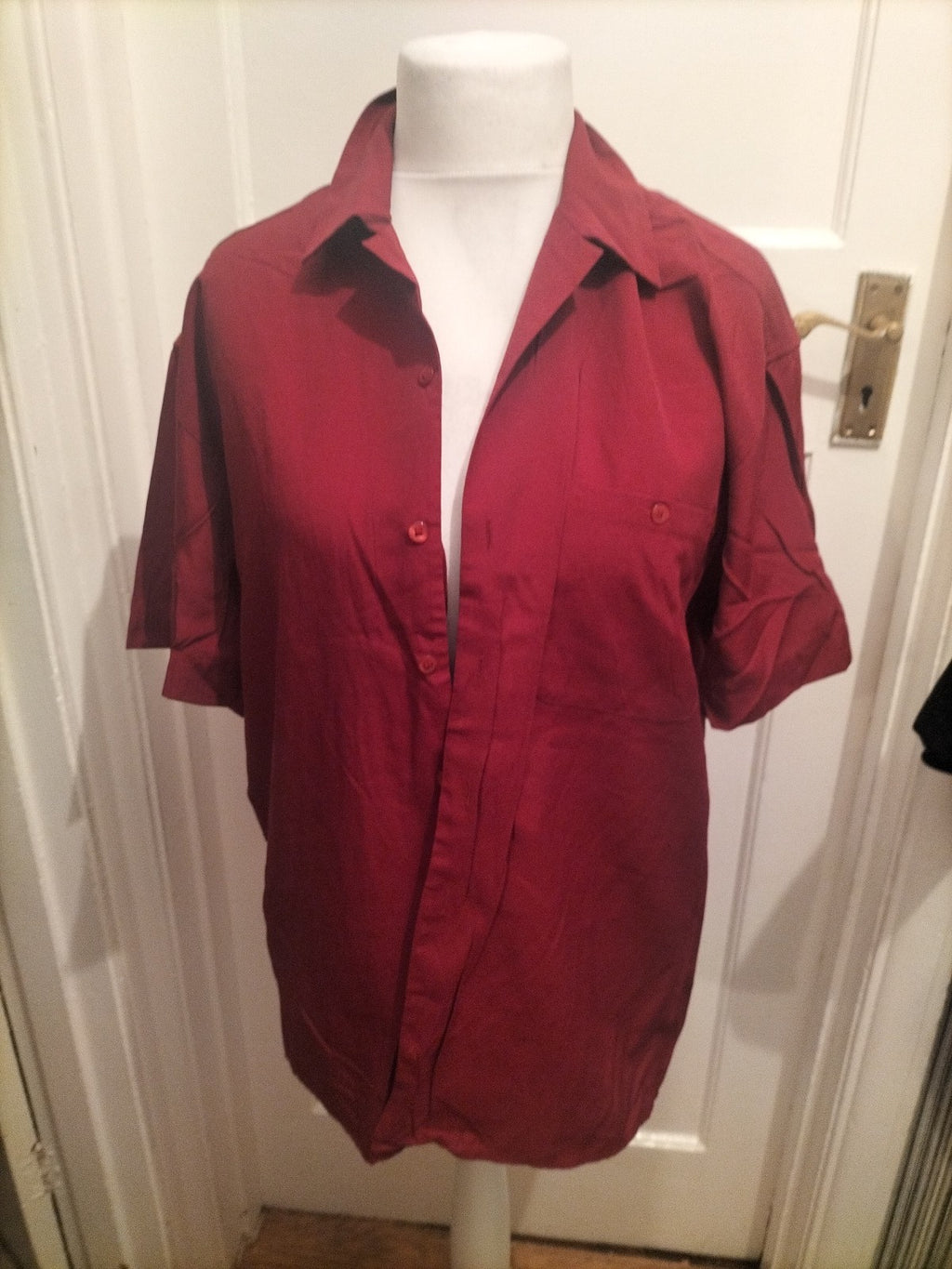 Mens Primark Size Large Burgundy Short Sleeved Shirt