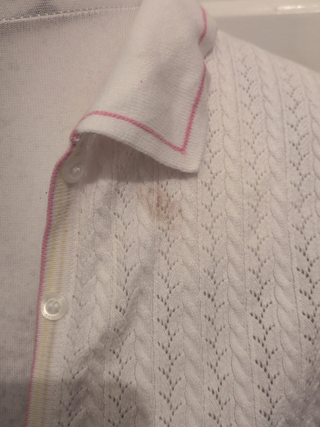 Ladies Cutter And Buck Size M White And Pink Long Sleeved Cardigan