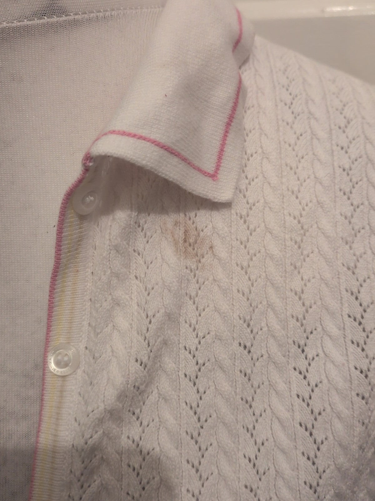 Ladies Cutter And Buck Size M White And Pink Long Sleeved Cardigan