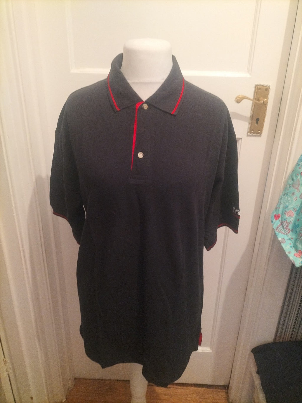 Kustom Kit Large Black With Red Trim Short Sleeve Polo