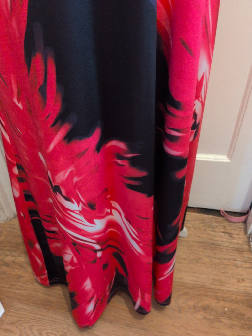 Large Pink And Black Sleeveless Dress Long Length