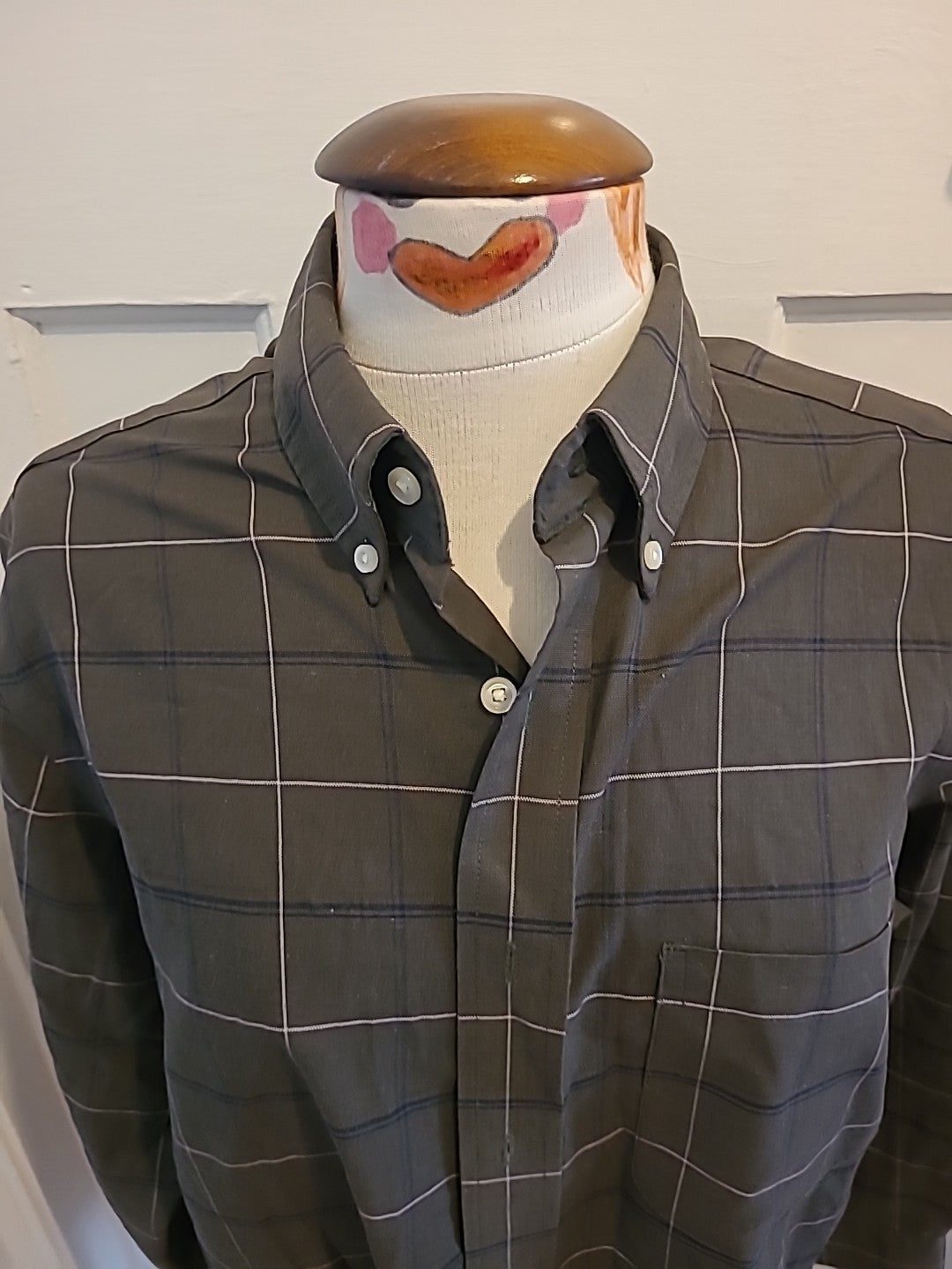 Mens St Johns Bay Size Medium Green Check Long Sleeved Shirt
