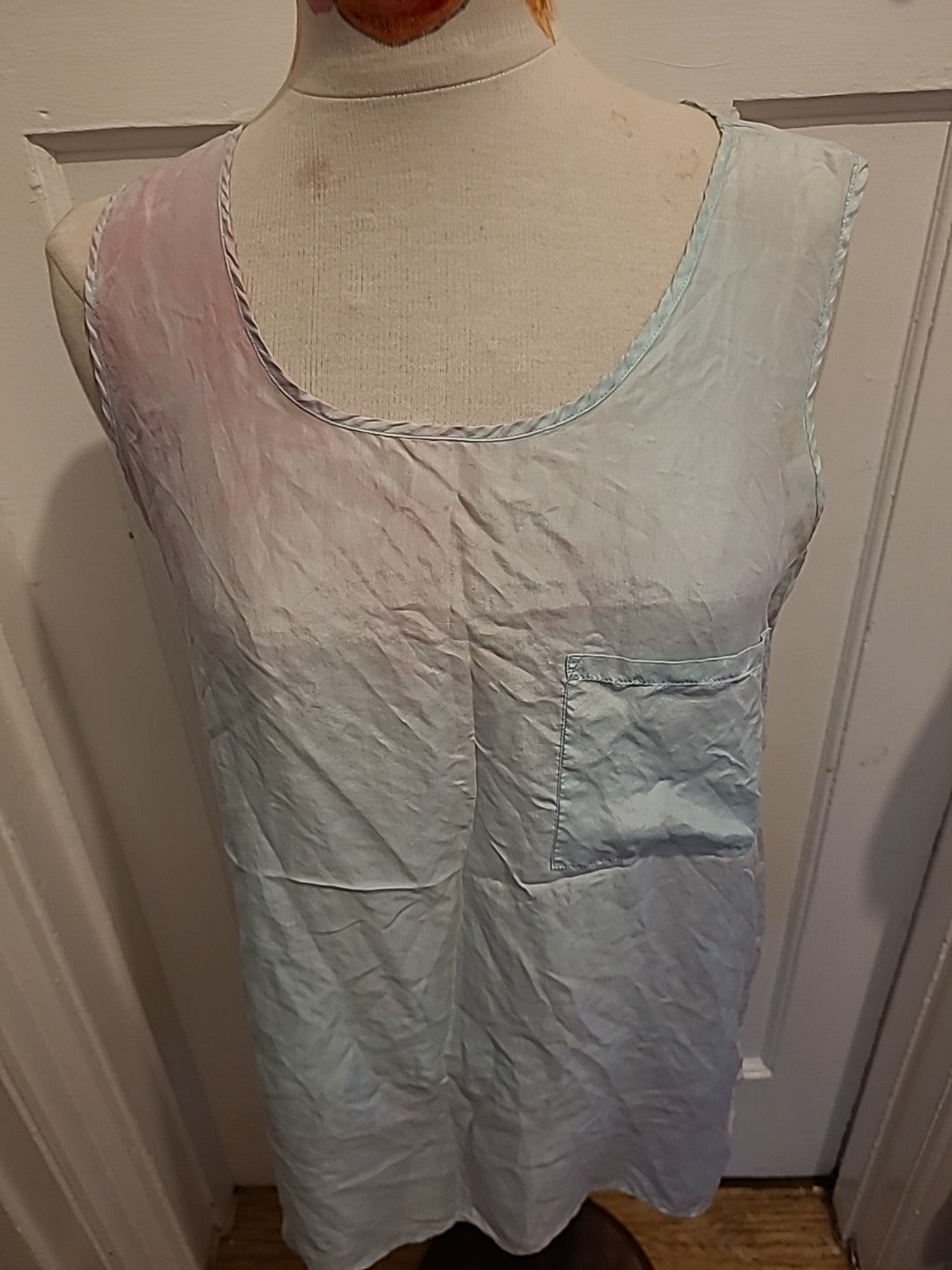 Ladies Avon Size 12 Turquoise Purple Dye Silk Blouse