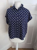 10 Navy With Blue And White Short Sleeve Blouse
