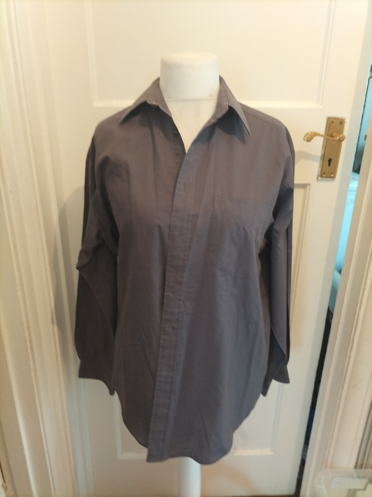Mens Burton Size 15.5 Charcoal Grey Long Sleeved Shirt