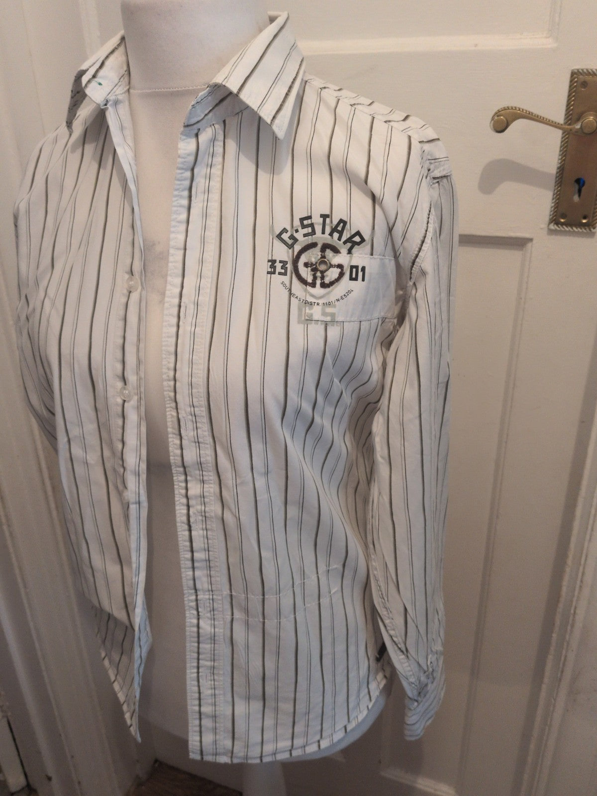 G-star Medium White Stripe Long Sleeve Shirt