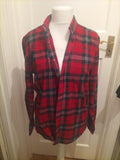 Mens Peacocks Size L Regular Fit Red/Burgundy Check Long Sleeved Shirt