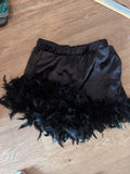 Boohoo 10 Black Sleep Shorts With Feather Detail