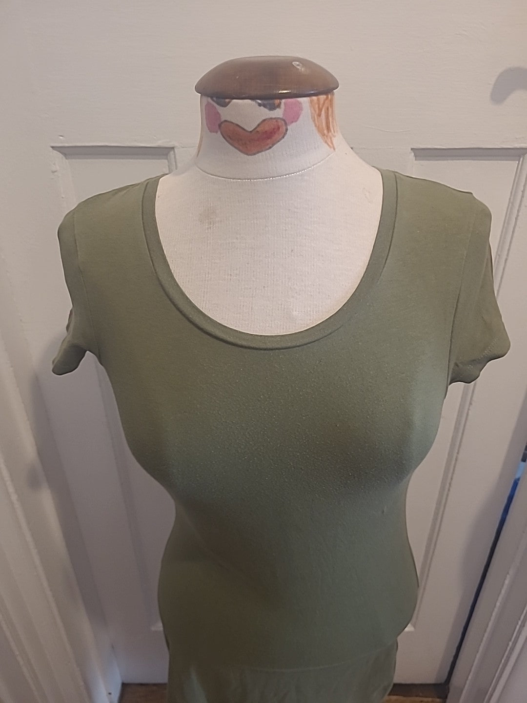 Ladies Primark Size 10 Green Short Sleeved Straight Dress