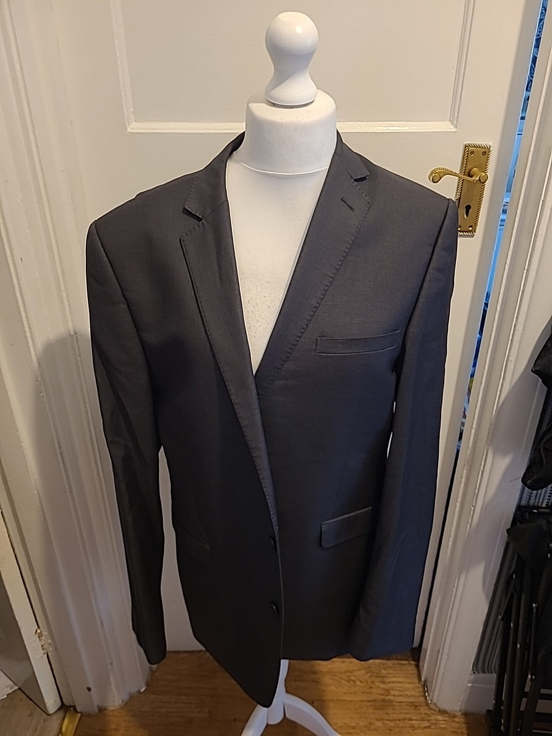 Mens F.LLI Cerruti Chest 44 Long Dark Grey Long Padded Blazer