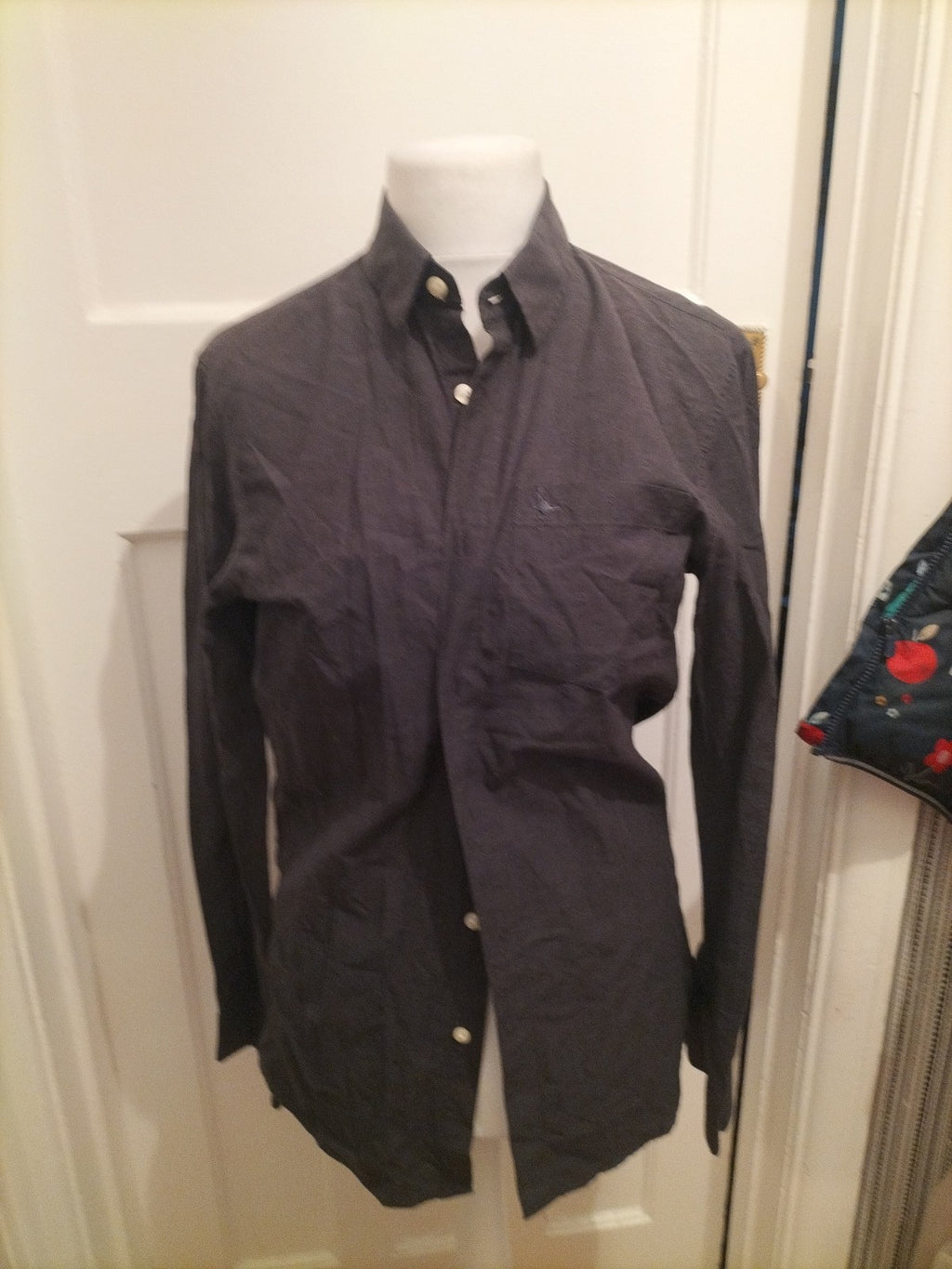 Mens Jack Wills Size Small Charcoal Patterned Long Sleeved Shirt