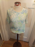 Brand New Ladies Primark Size Medium Blue And Lime Short Sleeved Tshirt