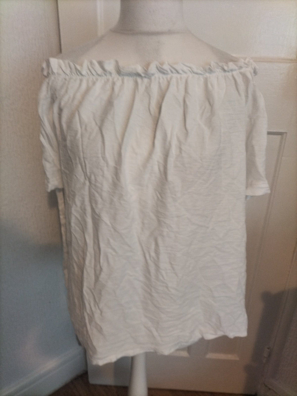Ladies Size 20 White Elasticated Hem Short Sleeved Blouse