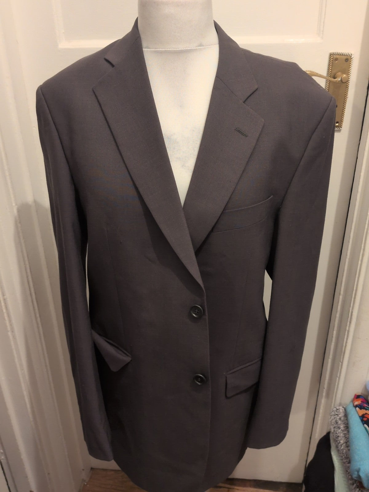 Mens Marks And Spencer Size 42 Medium Dark Taupe Grey Suit Jacket