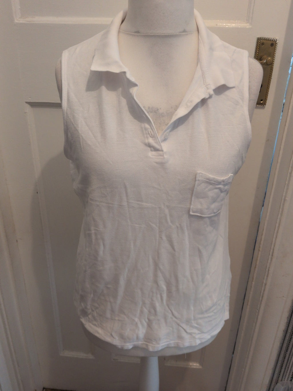 Ladies XL White Sleeveless Polo
