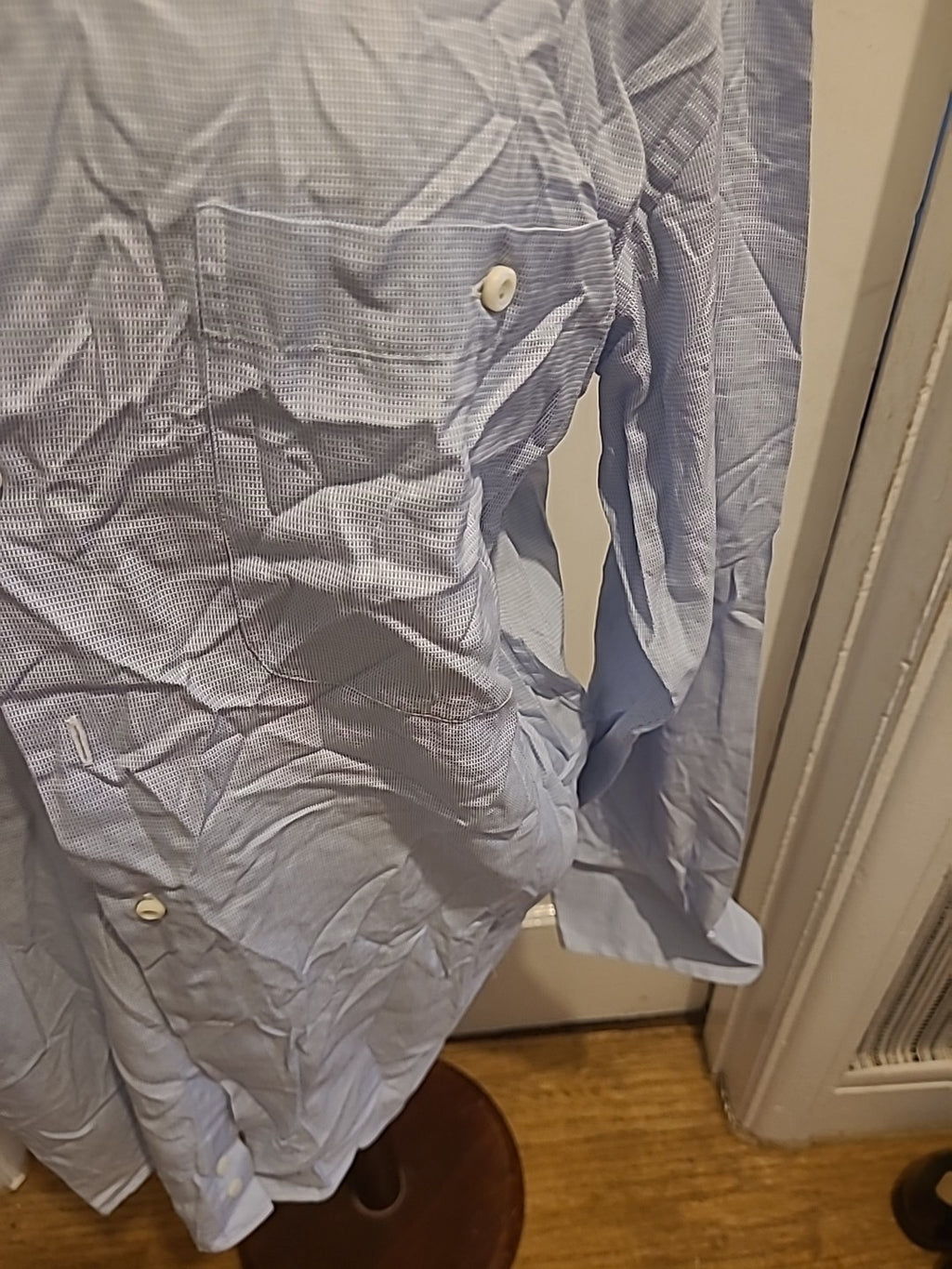 Mens Canali Size 15.75" Blue/White Fleck Long Sleeved Shirt