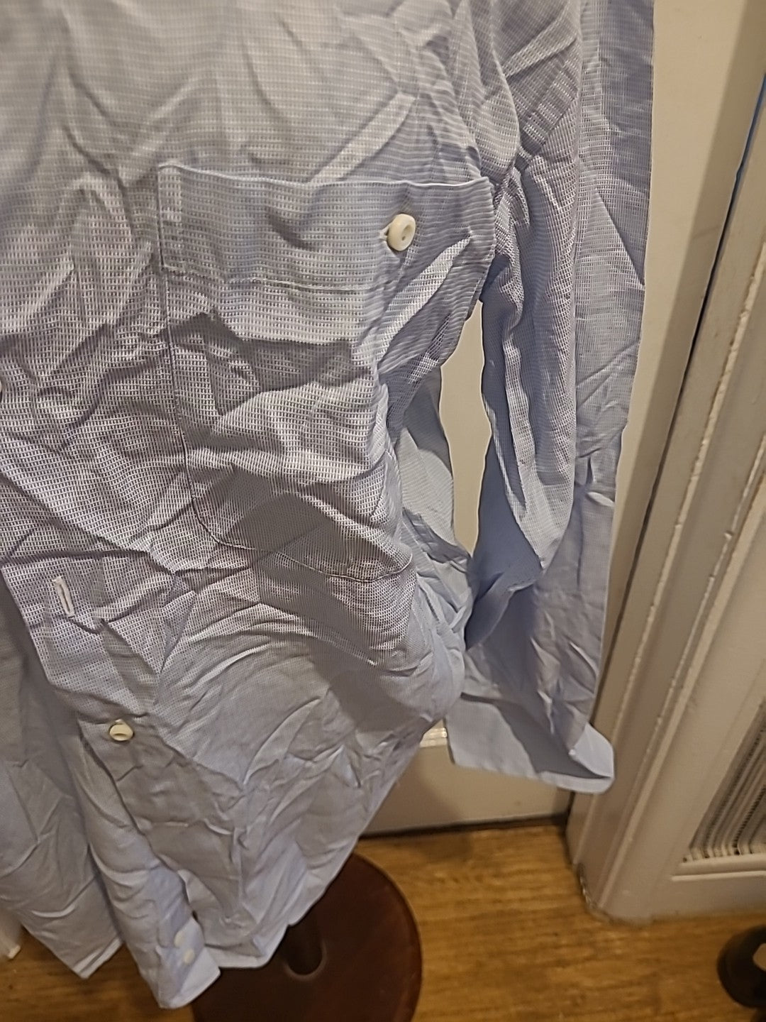 Mens Canali Size 15.75" Blue/White Fleck Long Sleeved Shirt