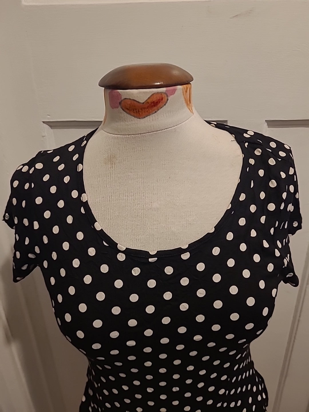 Ladies M&Co Size 10 Polkadot Short Sleeved Blouse