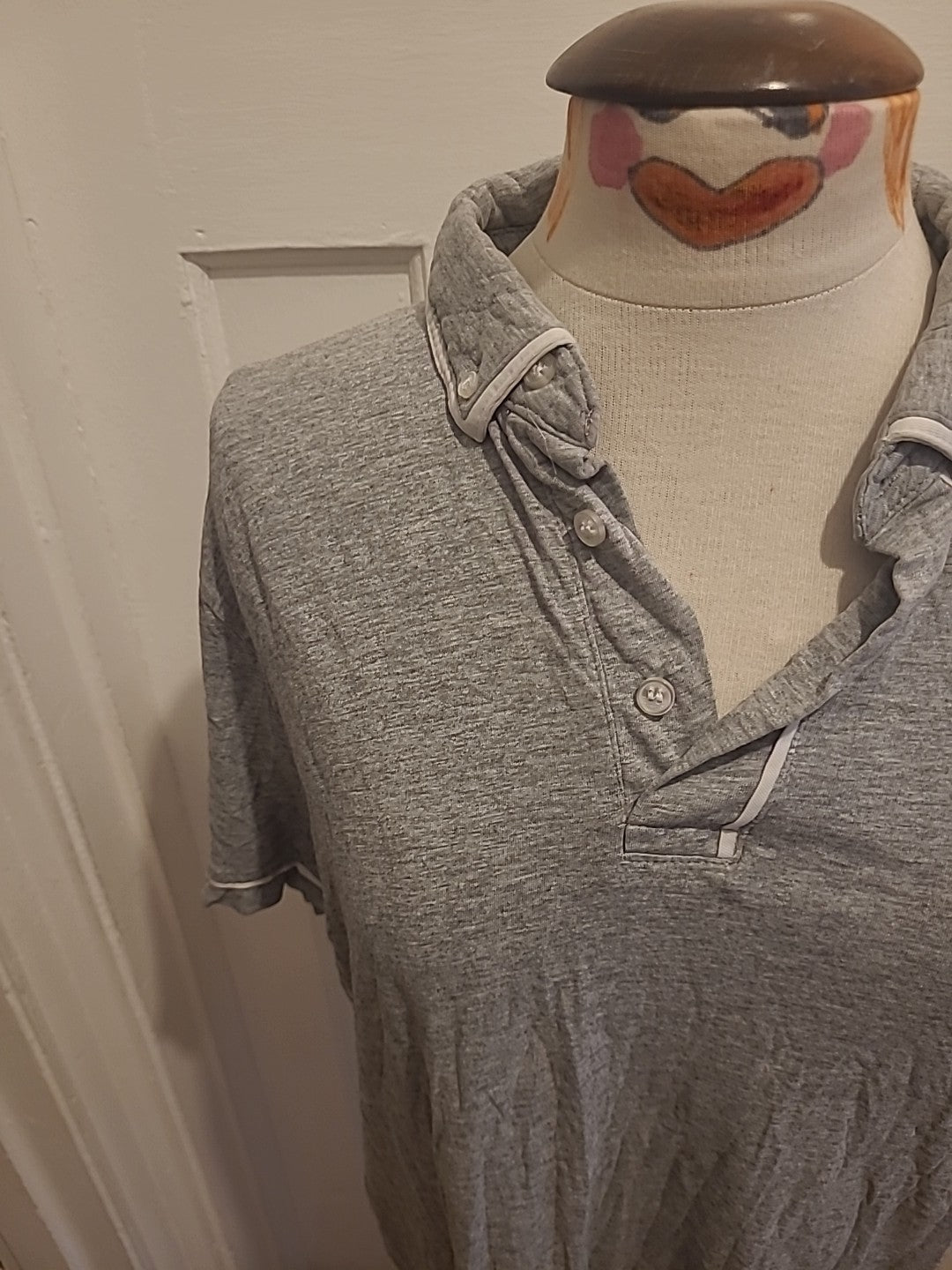 Mens French Connection Size XL Grey White Trim Polo