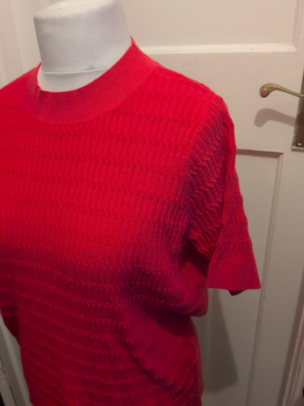 Ladies Tu Size 18 Bright Prink Textured Short Sleeved Jumper
