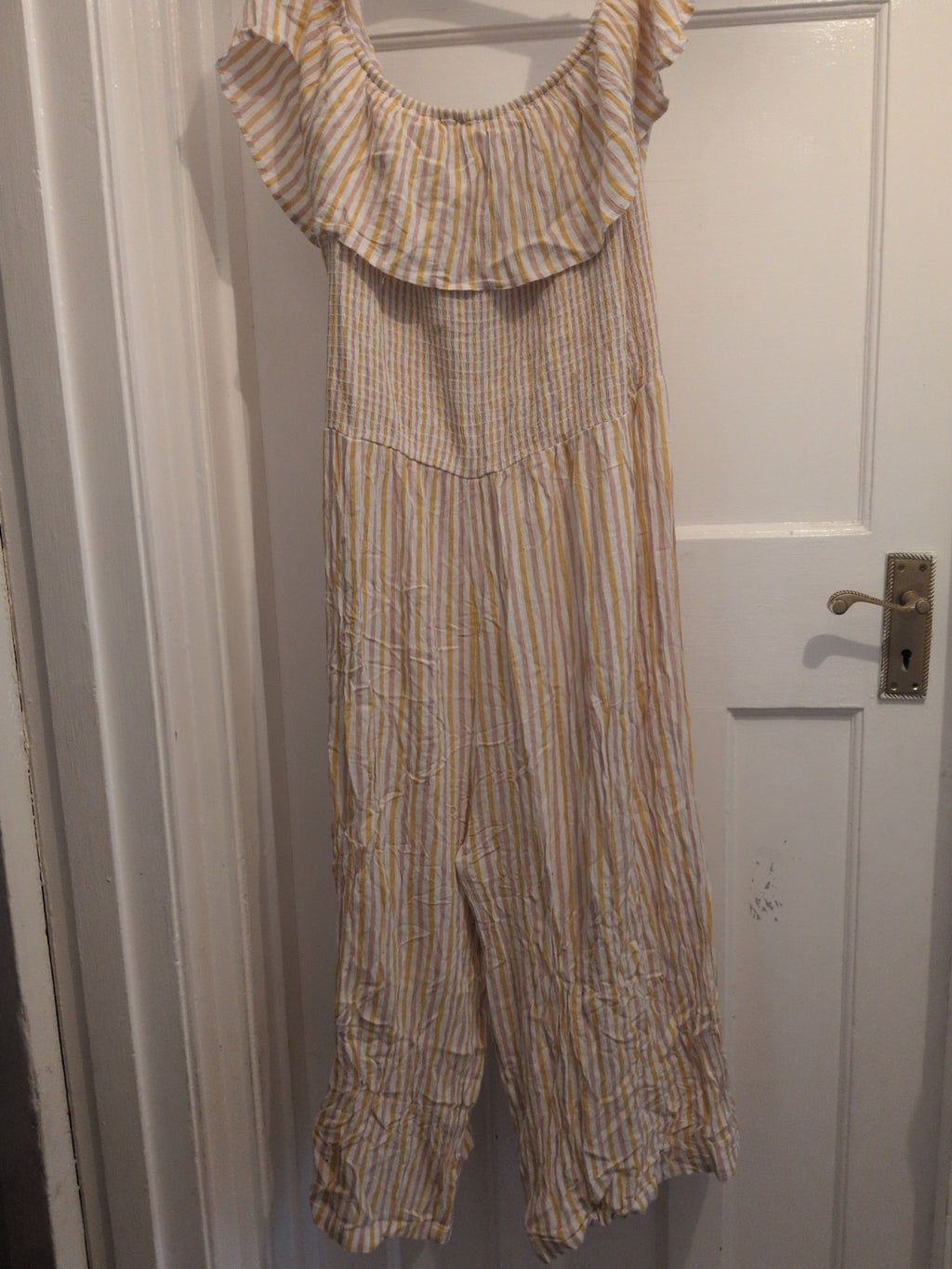 Primark 20 Yellow/Beige/White Stripe Jumpsuit Sleeveless