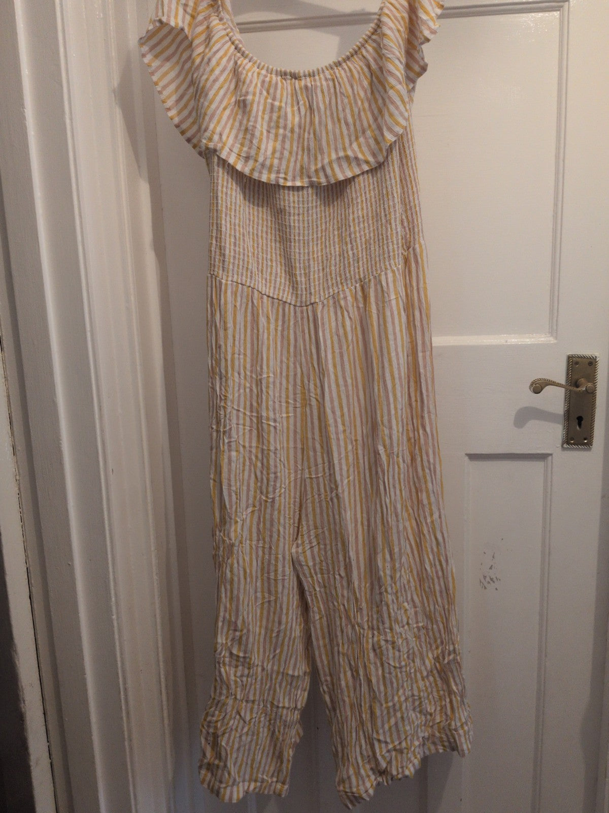 Primark 20 Yellow/Beige/White Stripe Jumpsuit Sleeveless