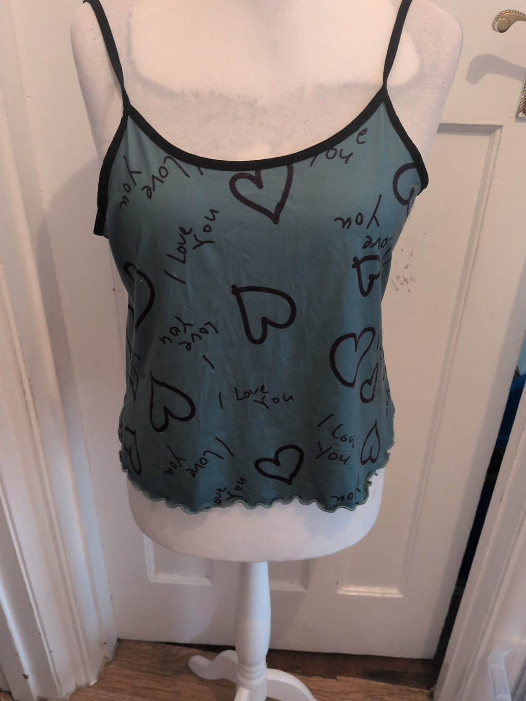 XL Green And Black Pyjama Cami Top