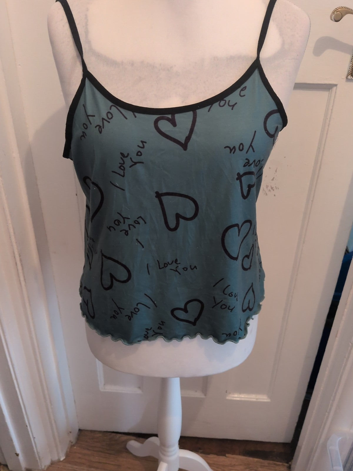 XL Green And Black Pyjama Cami Top