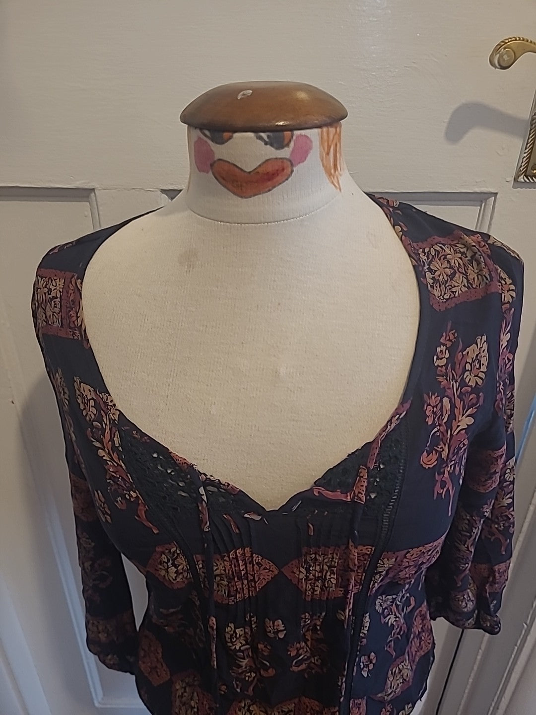 Ladies Indigo Size Small Black Brown Long Sleeved Blouse