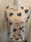 XL Blue And Cream Love heart Pyjama Top