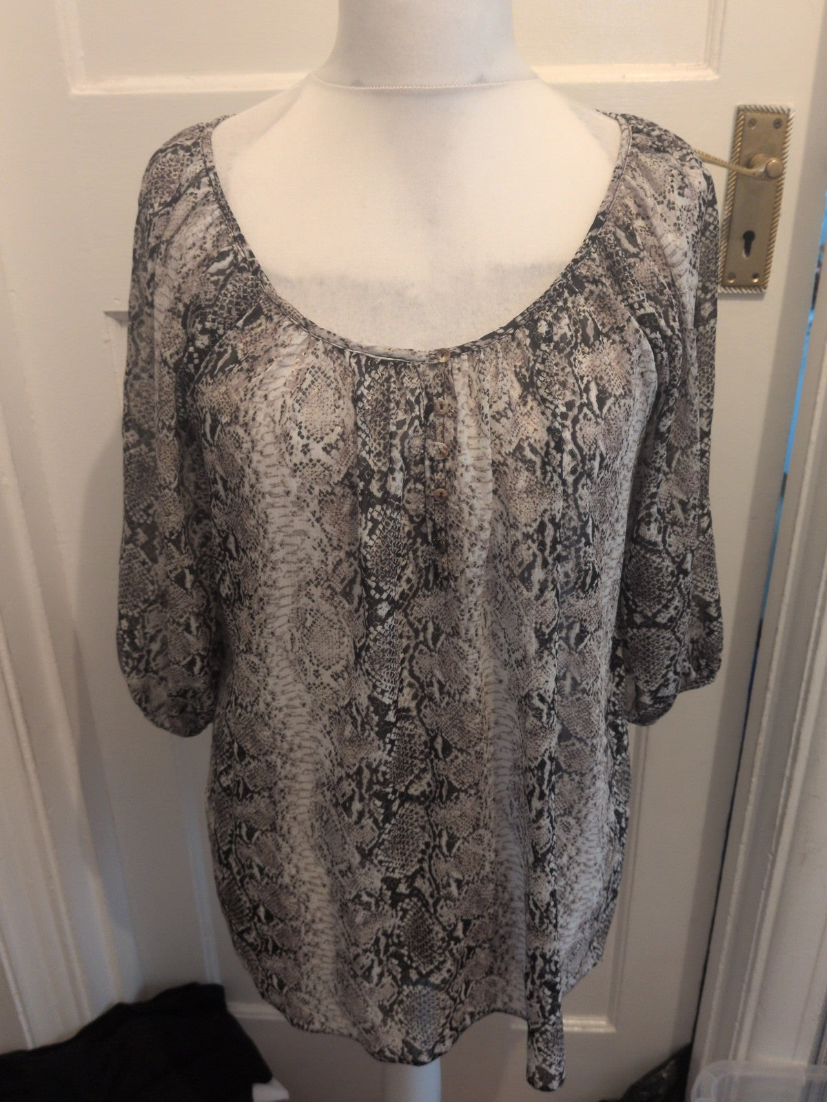 Red Herring 16 Sheer Multicoloured Half Sleeve Blouse
