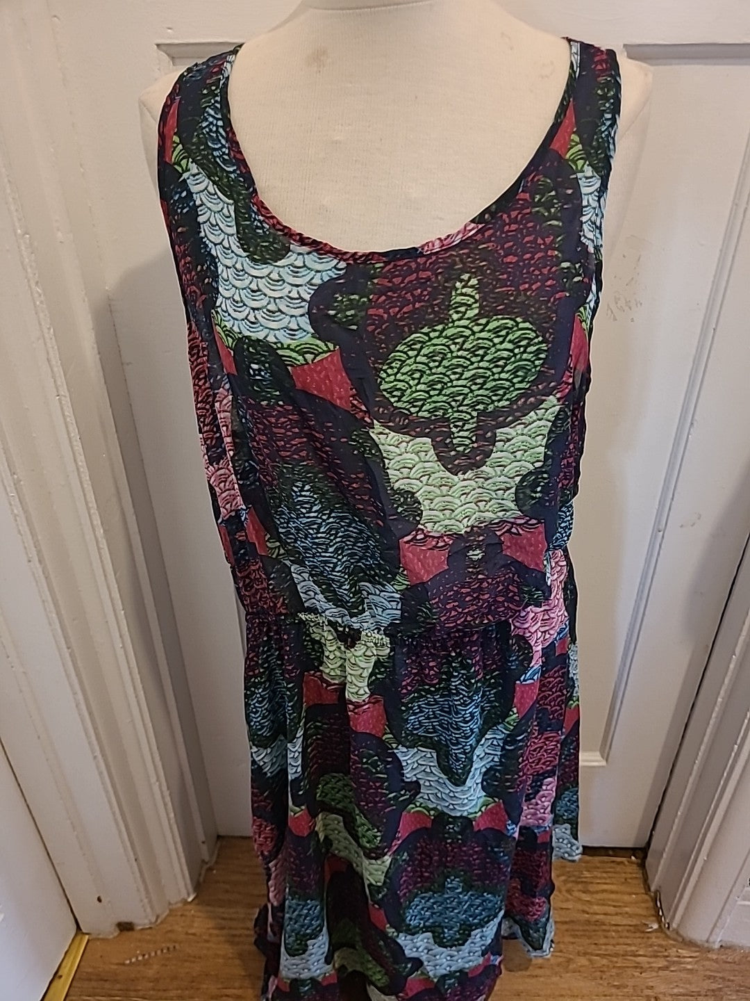Ladies H&M Size XL Multicoloured Open Back Semi See Through Dress