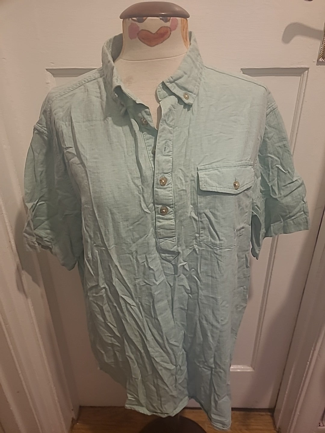 Mens Cotton Traders Size XL Turquoise Short Sleeved Shirt