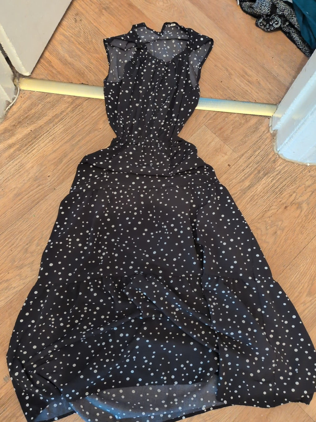 Large Polkadot Sleeveless Open Back Dress
