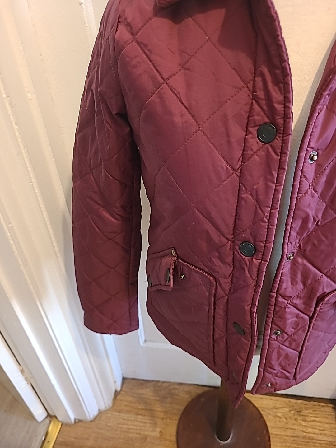 Ladies River Island Size 6 Burgundy Long Sleeved Coat