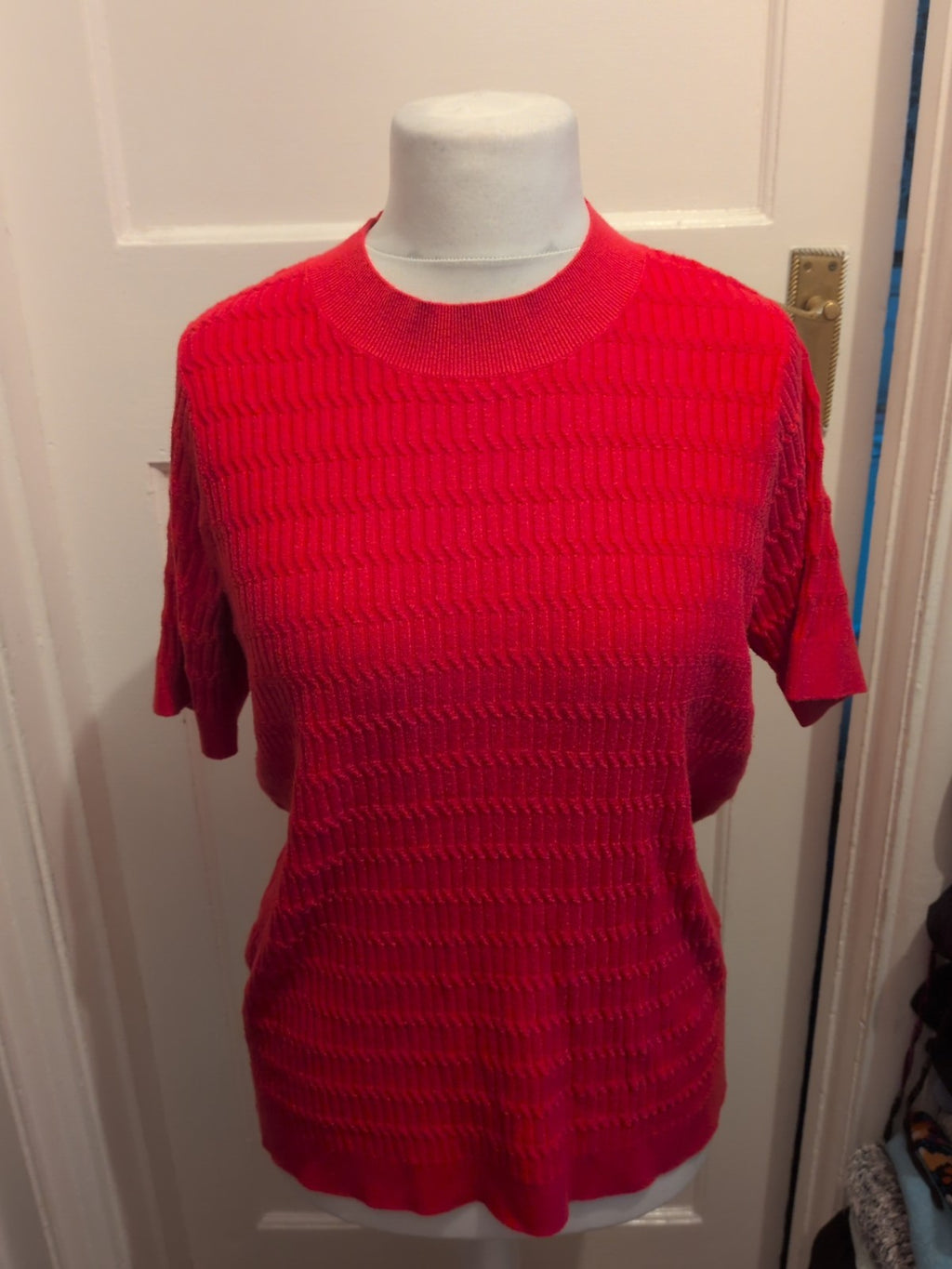 Ladies Tu Size 18 Bright Prink Textured Short Sleeved Jumper