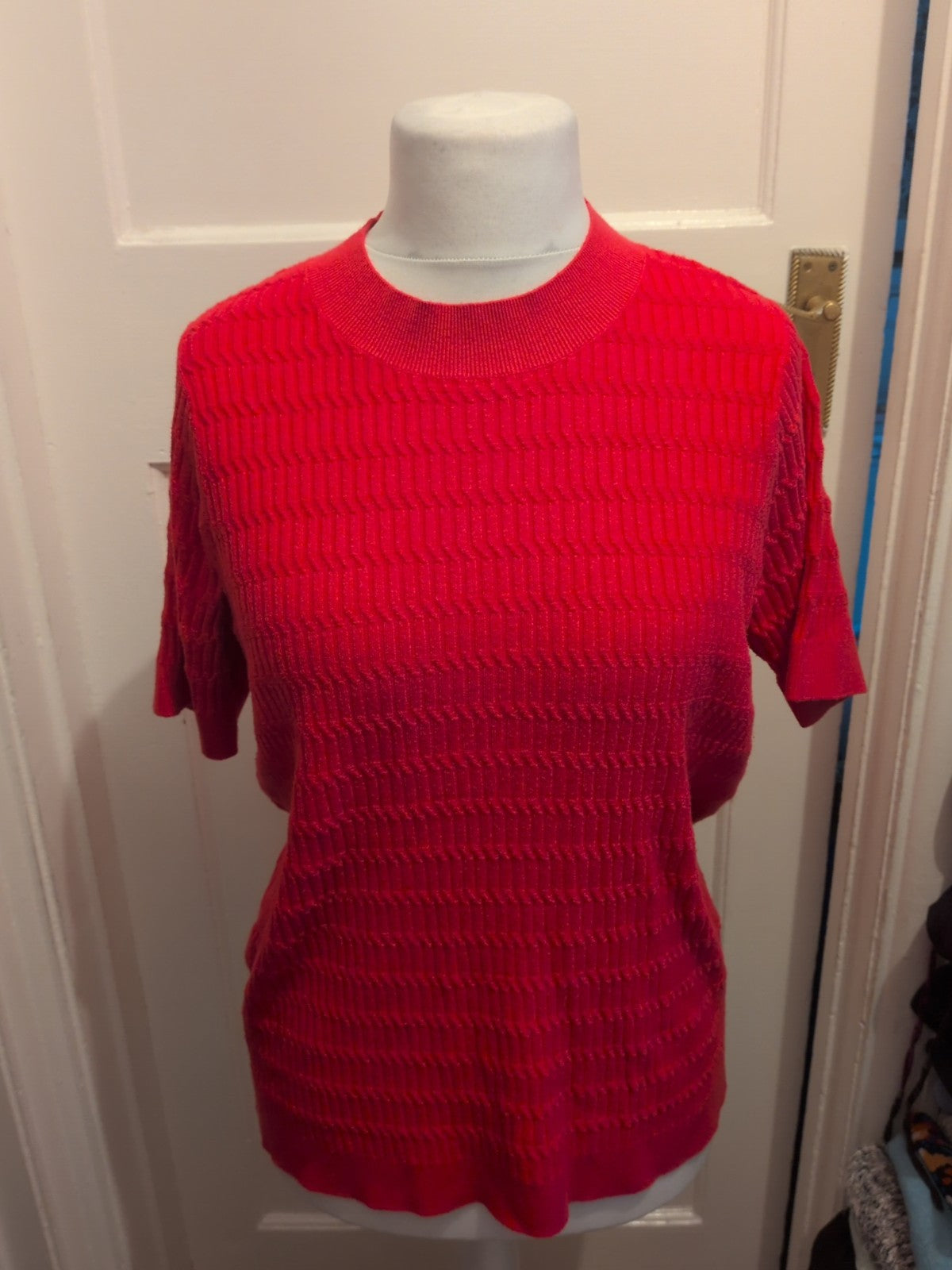 Ladies Tu Size 18 Bright Prink Textured Short Sleeved Jumper