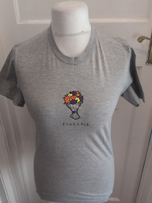 American Apparel Small Grey With Flower Short Sleeve T-shirt