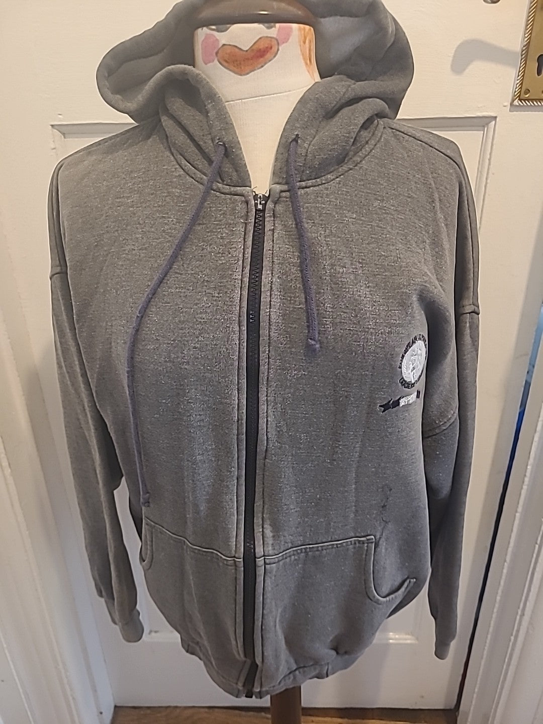Mens Pierre Leon Size Large Grey Zip Through Hoodie
