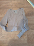 Prettylittlething Small Beige Rib Long Sleeve T-shirt