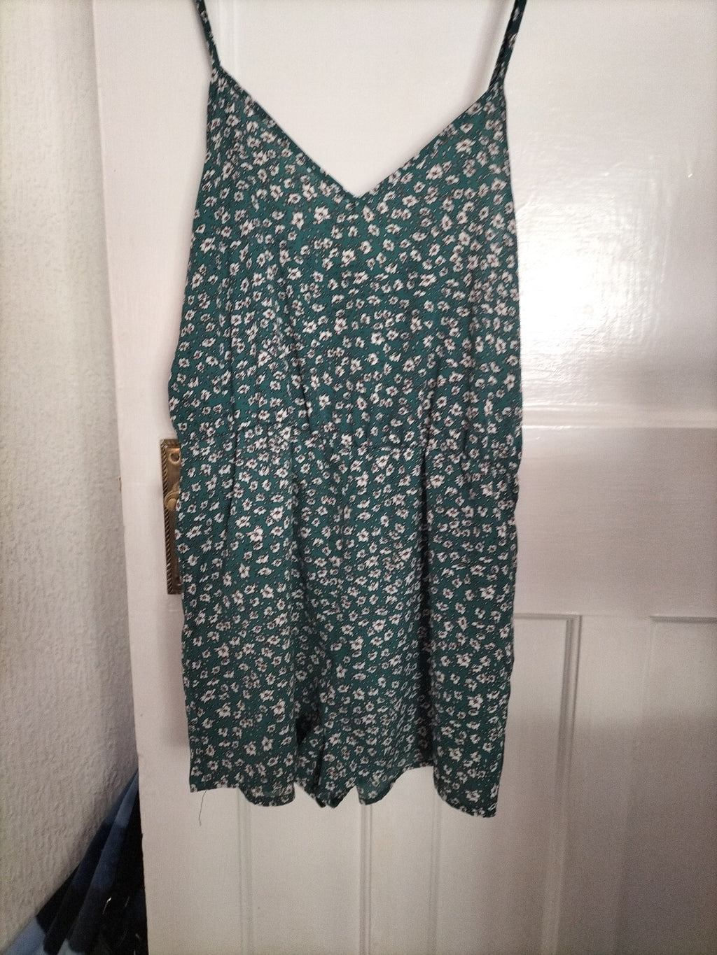 Ladies Size Small Green Floral Playsuit