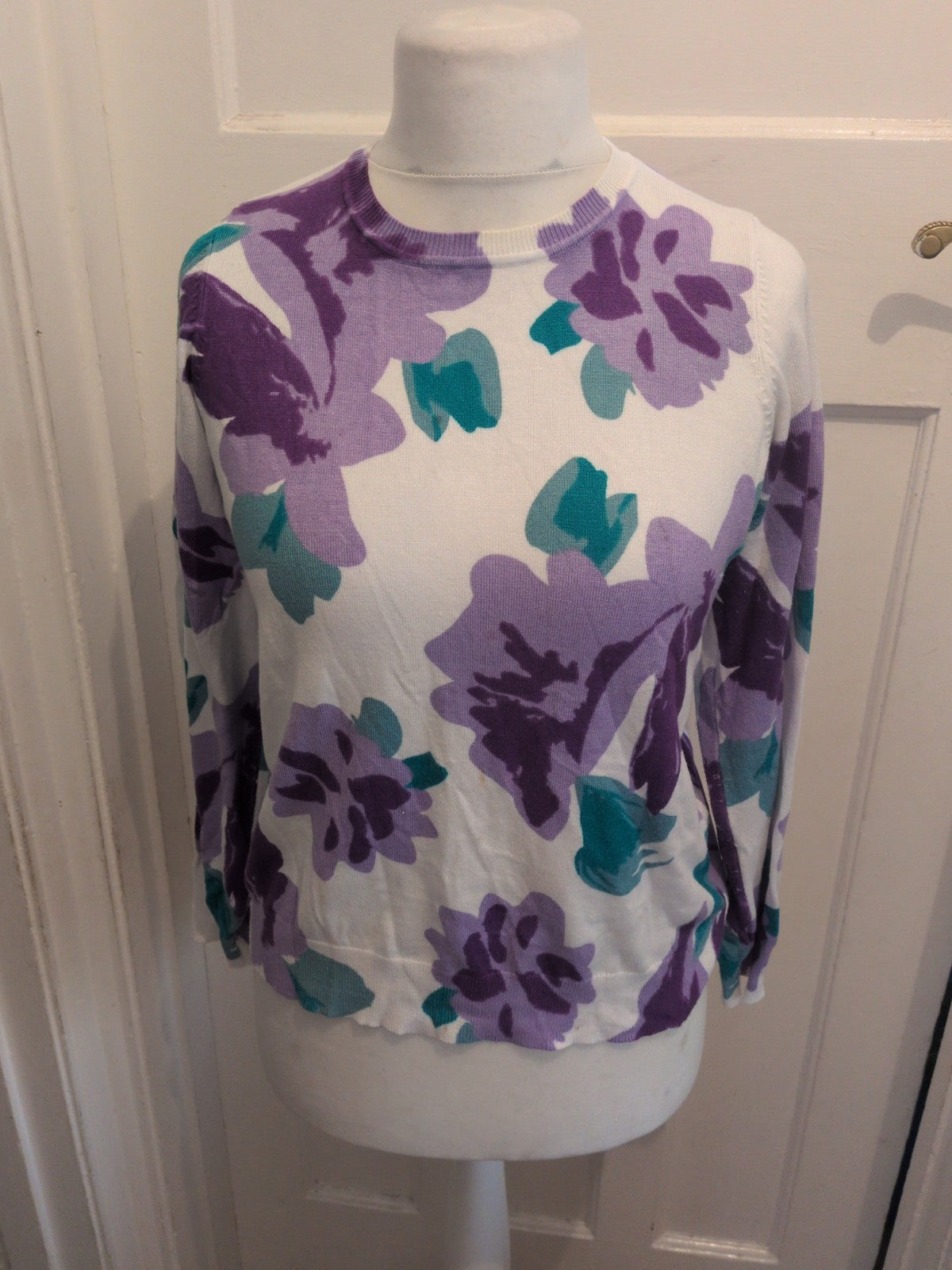 Bonmarche 14 White Green And Purple Jumper