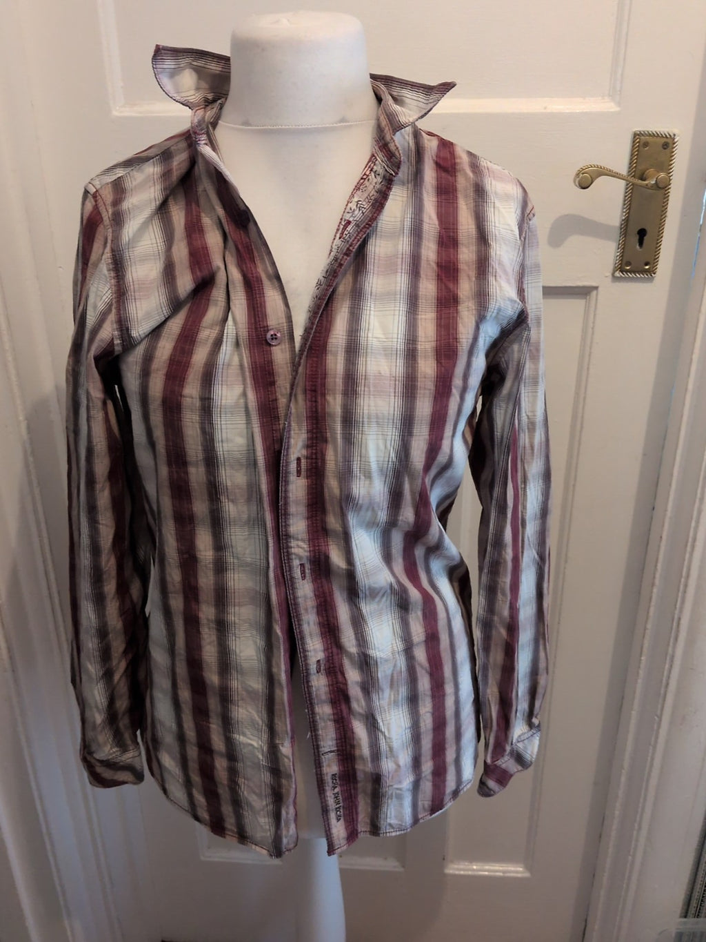 Rocha John Rocha Small Purple Grey Long Sleeve Shirt