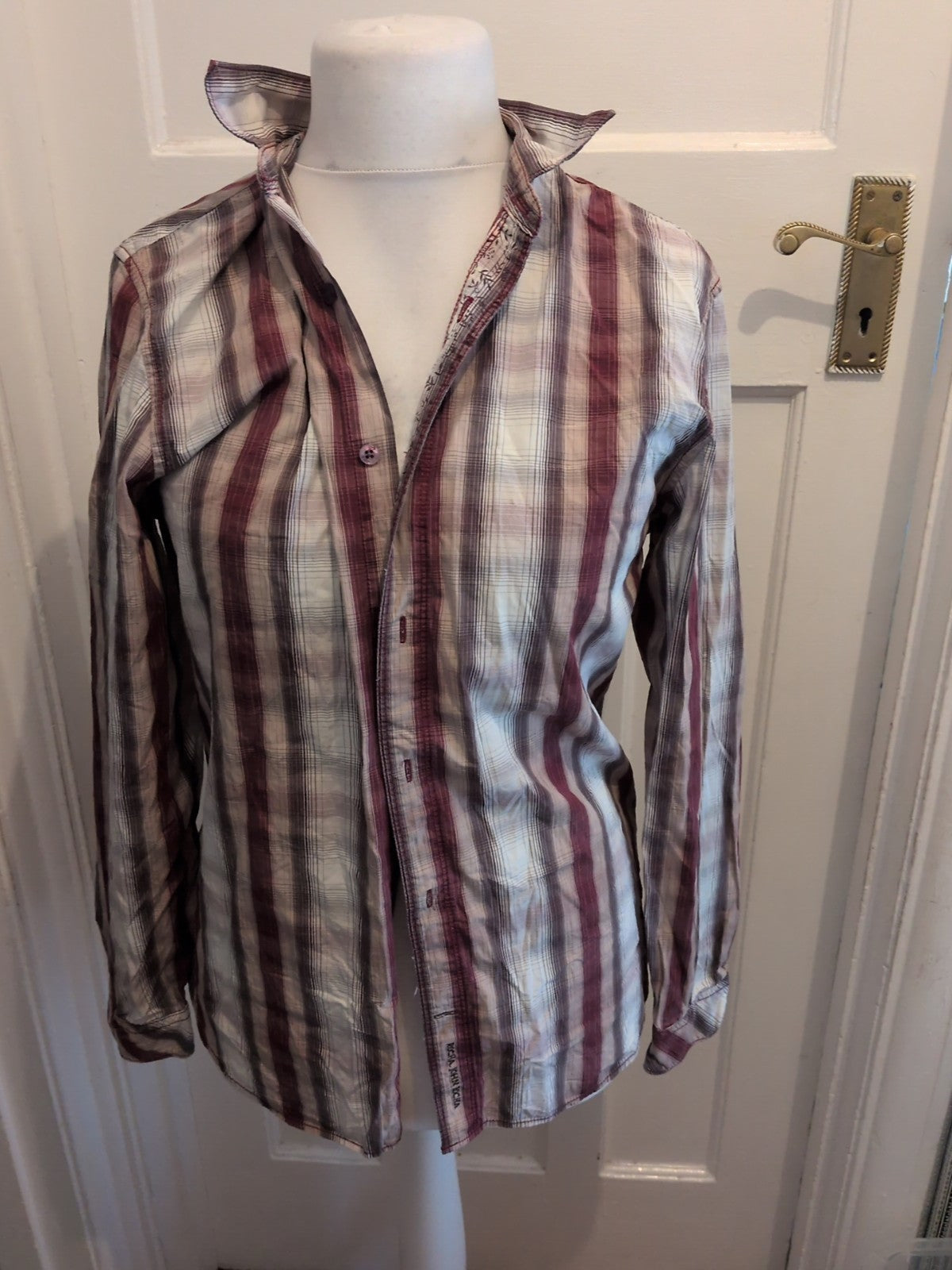Rocha John Rocha Small Purple Grey Long Sleeve Shirt