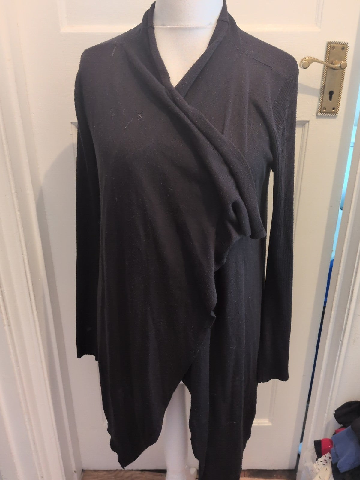 Medium Black Waterfall Cardigan Long Sleeved