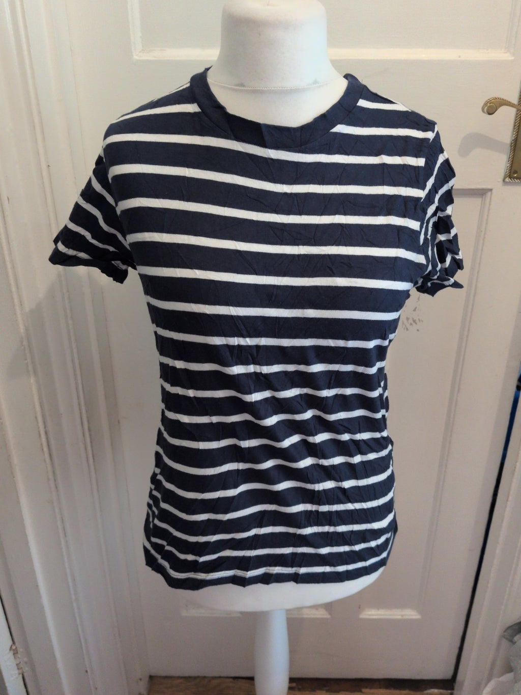 Ladies T-shirt Primark Medium Navy Stripe